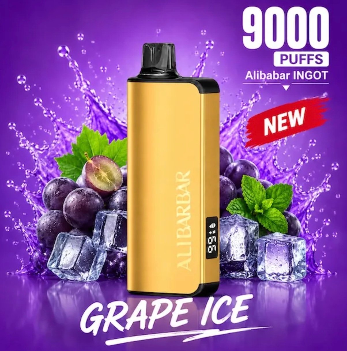Grape Ice Alibarbar INGOT 9000 disposable vape, 9000 puffs, 5% nicotine salt