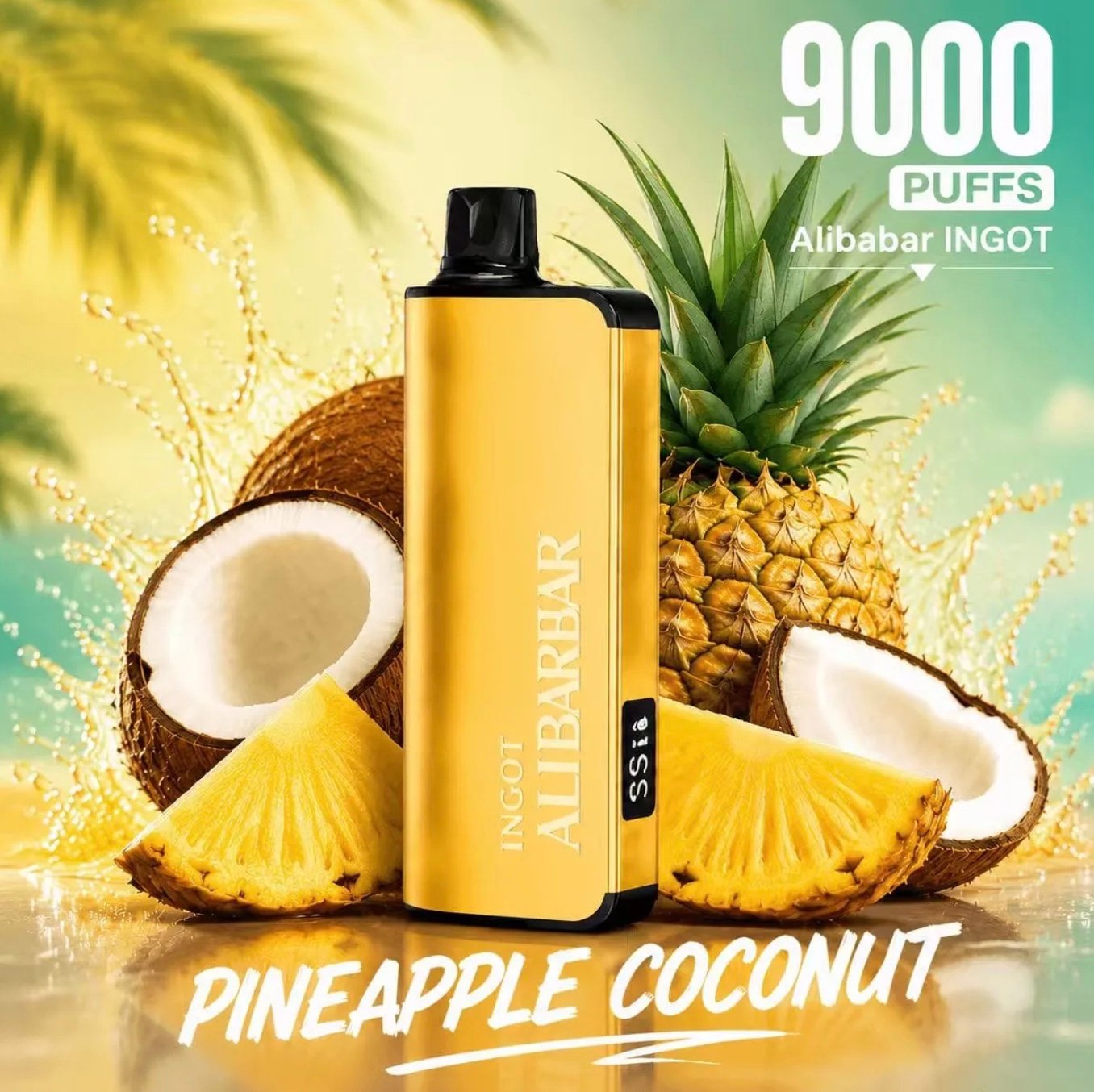 Pineapple Coconut Alibarbar INGOT 9000 disposable vape, 9000 puffs, 5% nicotine salt