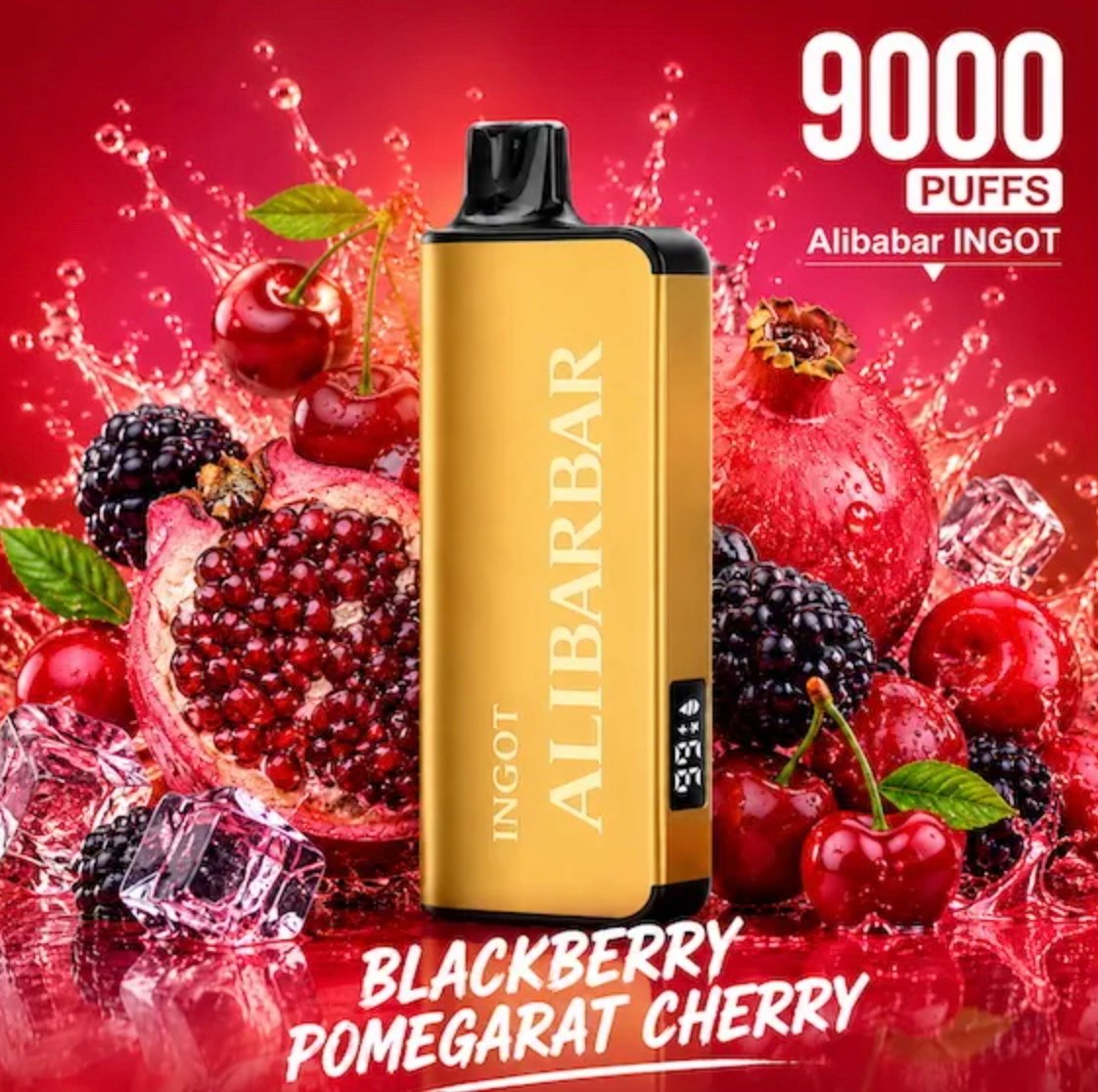 Blackberry Pomegranate Cherry Alibarbar INGOT 9000 disposable vape, 9000 puffs, 5% nicotine salt