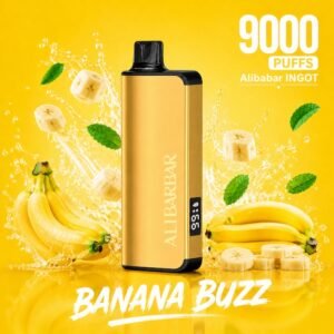 Banana Buzz Alibarbar INGOT 9000 disposable vape, 9000 puffs, 5% nicotine salt