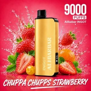 Chuppa Chupps Strawberry Alibarbar INGOT 9000 disposable vape, 9000 puffs, 5% nicotine salt