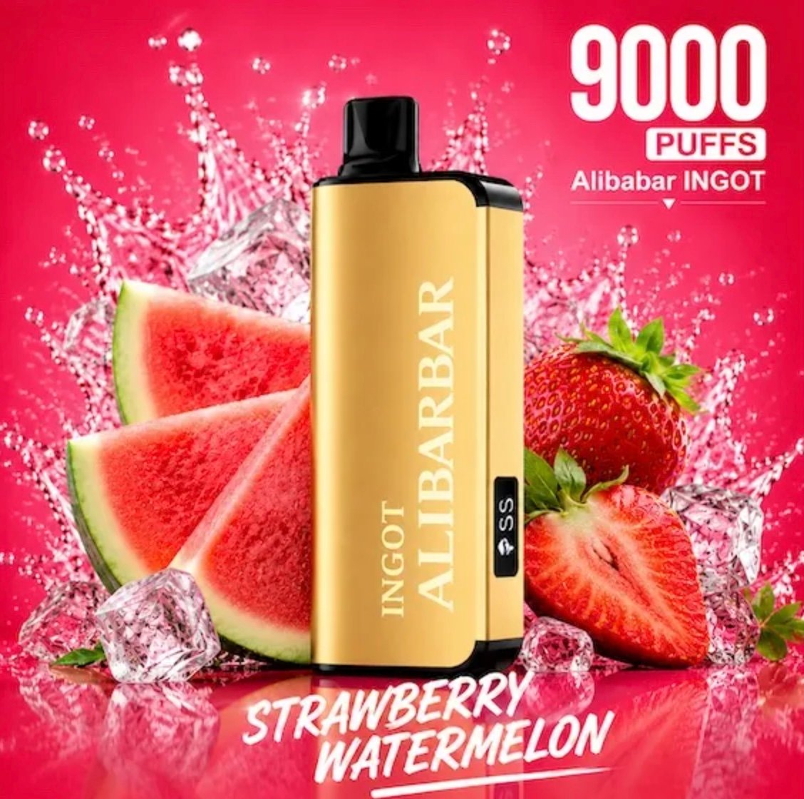 Strawberry Watermelon Alibarbar INGOT 9000 disposable vape, 9000 puffs, 5% nicotine salt