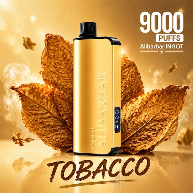 Tobacco Alibarbar INGOT 9000 disposable vape, 9000 puffs, 5% nicotine salt